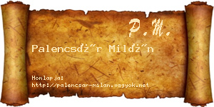 Palencsár Milán névjegykártya