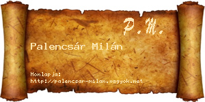 Palencsár Milán névjegykártya